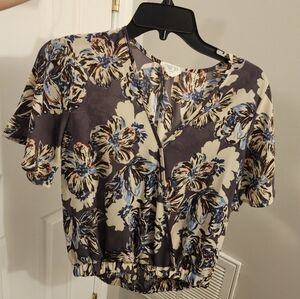 Sienna Sky Purple Flutter Sleeve Crop Blouse